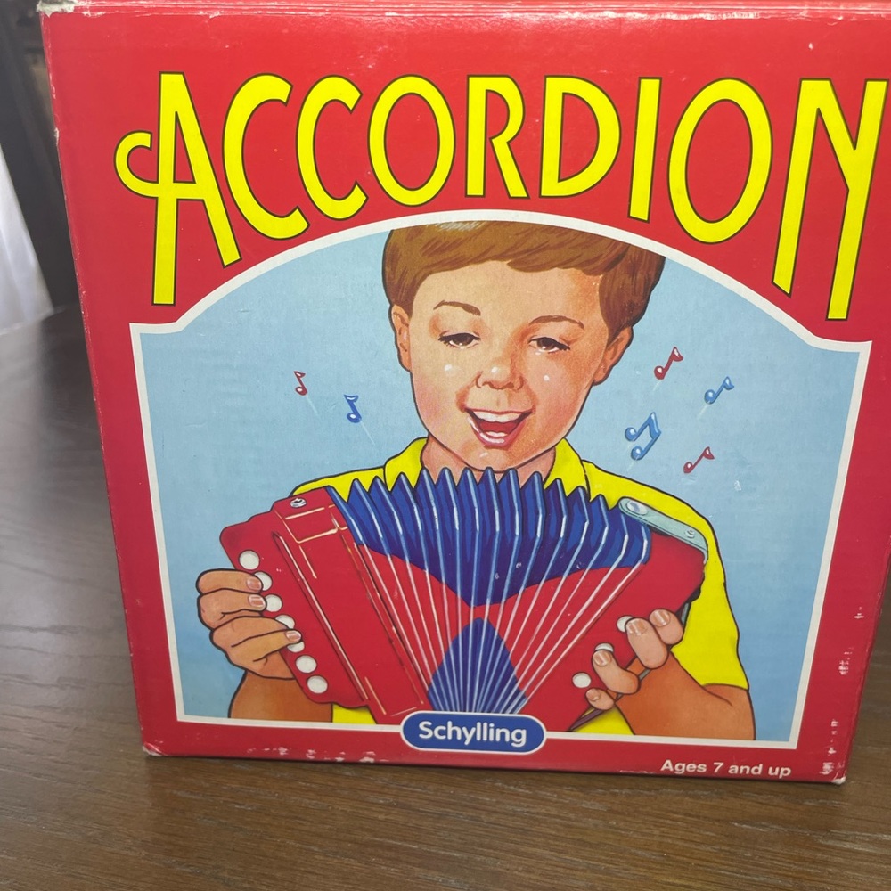 Schylling Small Vintage VTG Child Learning Accordion with Box